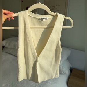 Reformation Ribbed Knit Sleeveless Top XS – Cream V-Neck